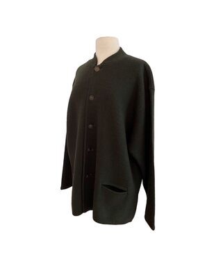 Bos&Co. cardigan Dark green button up closure pockets 100% wool long sleeves XL